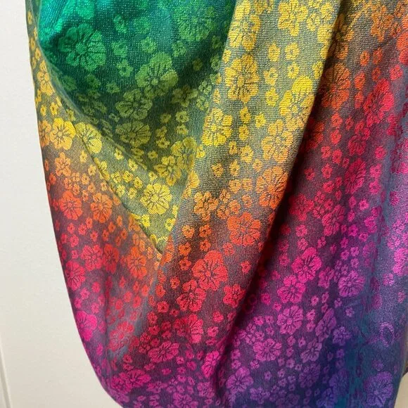 RARE! NWOT Pashmina 100% Pashmina Scarf Wrap Shawl 27 x 70" Rainbow - Picture 2 of 7